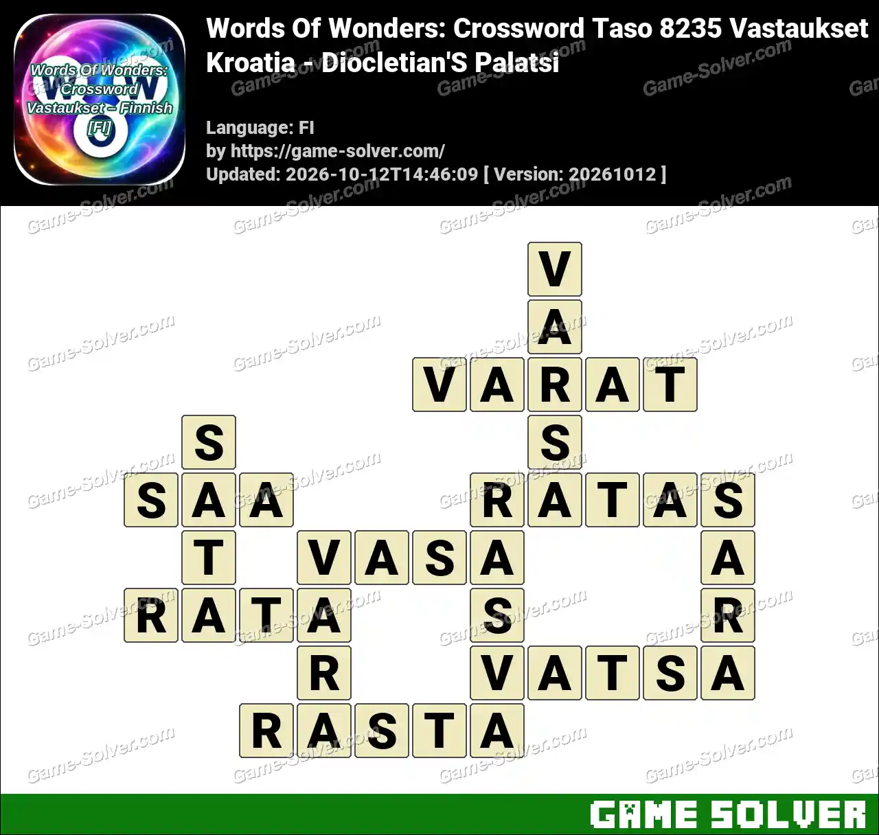 Words Of Wonders: Crossword Taso 8235 Vastaukset – Kroatia – Diocletian’S Palatsi